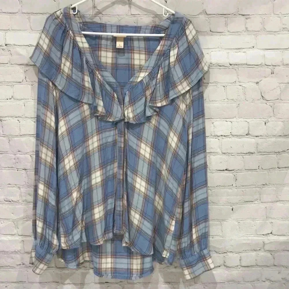 Mossimo Supply Co Western Plaid Style Top Size Large